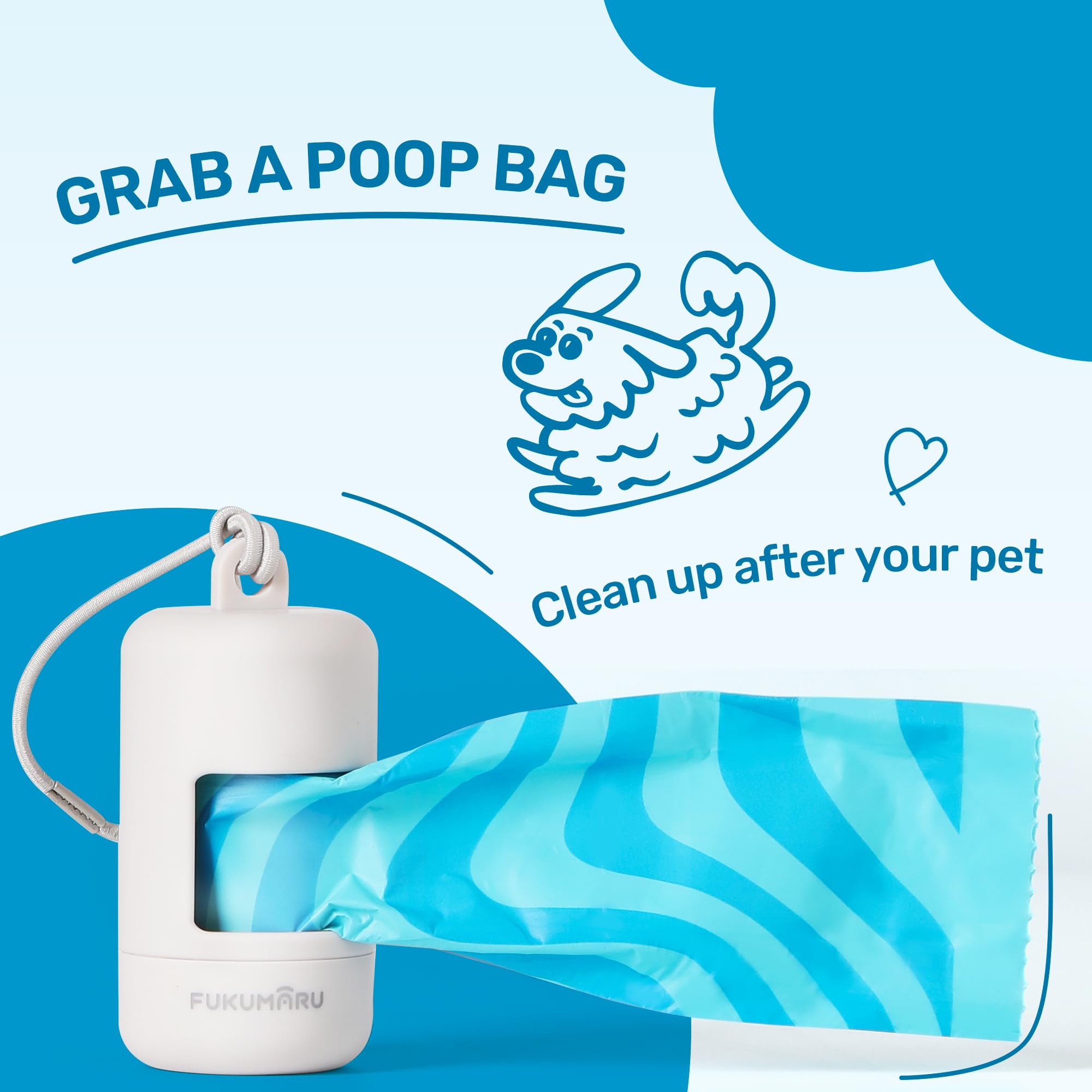 Fukumaru Compostable Dog Poop Bags, Astm D6400 Certified 120 Count - Light Ocean Scented, Leak-Proof & Easy-Twist Top With Gary
